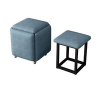 LEIYTFE Cubos para Sentarse 5 En 1 con Ruedas Giratorias, Reposapiés Móvil para Dormitorio, Salón, Banco Otomano Cuadrado Apilable Que Ahorra Espacio(Blauw)