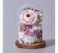 LEIYTFE Flores Eternas para Decoración: Rosas Preservadas En Una Campana De Cristal, Regalos De Cumpleaños Y San Valentín para Mujeres: Madres, Esposas Y Novias(Purple)