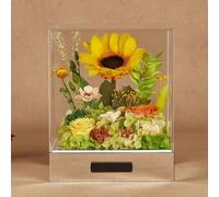 LEIYTFE Girasol Preservado En Campana De Cristal Aniversario, Cumpleaños, San Valentín Regalos para Tu Mujer, Elegantes Arreglos Florales Frescos para Enviar Amor En Cualquier Ocasión(Design 6)
