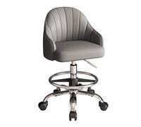 LEIYTFE Heavy Duty Rolling Stool Chair with Wheels Lifting Office Chairs with Footrest Drafting Chair,Back Support, Armrest,Smooth Movement Bar Stools(Dark Grey)