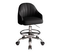 LEIYTFE Heavy Duty Rolling Stool Chair with Wheels Lifting Office Chairs with Footrest Drafting Chair,Back Support, Armrest,Smooth Movement Bar Stools(Nero)