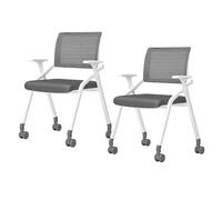 LEIYTFE Juego De 2 Sillas De Ordenador con Ruedas Sillas Plegables para Sala De Conferencias Silla con Reposabrazos para Estudiantes, Sillas Ergonómicas para Oficina Y Sala De Espera(Black/B)