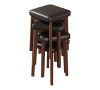 LEIYTFE Juego De 4 Taburete Apilables De Madera De 47,5 Cm Taburetes Apilables para Aula, Sillas Portátiles Sin Respaldo Par Estudiantes Y Adultos, Taburetes para Fiestas En El Comedor(Nero,B)