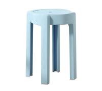 LEIYTFE Juego De 4 Taburete De Plástico Sin Respaldo Taburete Redondos Apilables para Salón Taburetes Escalonados, Taburetes Apilables De Colores, 45 Cm De Altura(Light Blue)