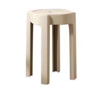 LEIYTFE Juego De 4 Taburete De Plástico Sin Respaldo Taburete Redondos Apilables para Salón Taburetes Escalonados, Taburetes Apilables De Colores, 45 Cm De Altura(Khaki)