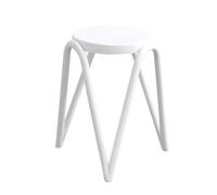 LEIYTFE Juego De 4 Taburete De Plástico Taburetes Apilables Y Encajables, Taburete Sin Respaldo para La Decoración De Aulas Escolares,Taburetes Portátiles para Uso Temporal Al Aire Libre(Bianco)