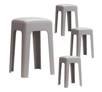 LEIYTFE Juego De 4 Taburetes Apilables De Plástico Taburete De Comedor con Cojín De Asiento De Cuero Taburetes De Desayuno Asientos Portátiles Y Versátiles(Grigio)