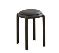 LEIYTFE Juego De 4 Taburetes Portátiles De Plástico con Sin Respaldo, Sillas Escolares, Taburetes De Tocador, Taburete Decorativos Apilables, Asientos Ligeros para Cocina,Comedor O Entrada(Nero)