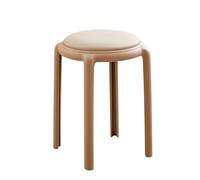 LEIYTFE Juego De 4 Taburetes Portátiles De Plástico con Sin Respaldo, Sillas Escolares, Taburetes De Tocador, Taburete Decorativos Apilables, Asientos Ligeros para Cocina,Comedor O Entrada(Khaki)