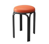 LEIYTFE Juego De 4 Taburetes Redondos Apilables, Taburetes Plegables Y Portátiles, Asiento Tapizado En Piel, Taburetes De Altura De Barra, para Salón, Cocina, Oficina Y El Aula(Orange,Black Legs)