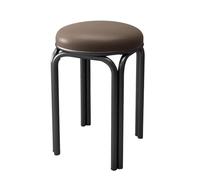 LEIYTFE Juego De 4 Taburetes Redondos Apilables, Taburetes Plegables Y Portátiles, Asiento Tapizado En Piel, Taburetes De Altura De Barra, para Salón, Cocina, Oficina Y El Aula(Bruin,Black Legs)