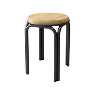 LEIYTFE Juego De 4 Taburetes Redondos Apilables, Taburetes Plegables Y Portátiles, Asiento Tapizado En Piel, Taburetes De Altura De Barra, para Salón, Cocina, Oficina Y El Aula(Wood,Sliver Legs)