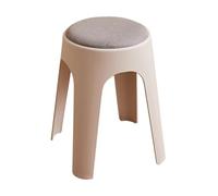 LEIYTFE Juego De 4 Taburetes Redondos De Plástico, Taburete Apilable con Asiento Acolchado, Sillas De Comedor Sin Respaldo, Taburetes De Espera para Restaurantes(Grigio,Fabric Seat)