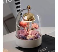 LEIYTFE Lámpara De Mesa con Flores Preservadas, Rosas Preservadas Hechas A Mano Bajo Una Cúpula De Cristal, Flores Naturales para Mujeres, Novias, Madres Y Abuelas(Style D)