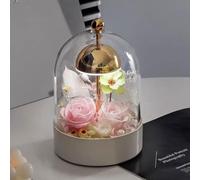 LEIYTFE Lámpara De Mesa con Flores Preservadas, Rosas Preservadas Hechas A Mano Bajo Una Cúpula De Cristal, Flores Naturales para Mujeres, Novias, Madres Y Abuelas(Style B)