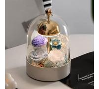 LEIYTFE Lámpara De Mesa con Flores Preservadas, Rosas Preservadas Hechas A Mano Bajo Una Cúpula De Cristal, Flores Naturales para Mujeres, Novias, Madres Y Abuelas(Style A)
