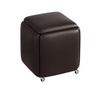 LEIYTFE Otomana Apilable Tipo Cubo, Taburete Otomano 5 En 1 con Ruedas Giratorias, Reposapiés Estructura Metálica para Salón, Comedor Y Dormitorio. 45 X Cm(Dark Brown)