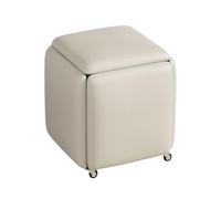 LEIYTFE Otomana Apilable Tipo Cubo, Taburete Otomano 5 En 1 con Ruedas Giratorias, Reposapiés Estructura Metálica para Salón, Comedor Y Dormitorio. 45 X Cm(Light Grey)