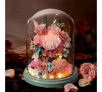 LEIYTFE Ramos De Flores Naturales para El Día De San Valentín para Mujeres, Flores Que Nunca Se Marchitan con Luces LED, Flores Preservadas para Enviar,Regalos Festivos(Style C)