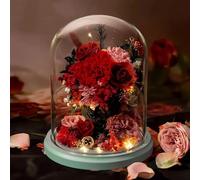 LEIYTFE Ramos De Flores Naturales para El Día De San Valentín para Mujeres, Flores Que Nunca Se Marchitan con Luces LED, Flores Preservadas para Enviar,Regalos Festivos(Style B)