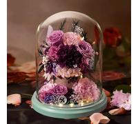 LEIYTFE Ramos De Flores Naturales para El Día De San Valentín para Mujeres, Flores Que Nunca Se Marchitan con Luces LED, Flores Preservadas para Enviar,Regalos Festivos(Style A)