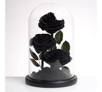 LEIYTFE Regalos para Mamás Y Mujeres Rosa Preservada En Un Jarrón De Cristal, Rosas Eternas Que Nunca Se Marchitan, Día De La Madre Que Duran Un Año O Más(Nero)
