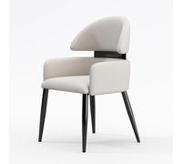 LEIYTFE Silla De Comedor Premium Sillón Moderno Tapizado En Piel Silla con Respaldo Curvo Silla De Cocina Silla De Restaurante con Patas Metálicas Silla De Invitados(Light Grey)