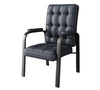 LEIYTFE Silla para Invitados De Piel Sintética con Reposabrazos Acolchados,sillas De Oficina Ejecutivas Minimalistas,Patas De Acero Al Carbono(Blauw,Black Legs)