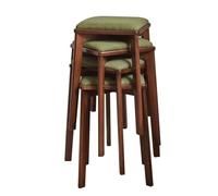 LEIYTFE Sillas De Comedor De Madera Maciza Taburetes Apilables para Espacios Reducidos, Taburetes Encajables para Aulas Tapizados En Pana, Taburete De Cocina para Desayunar(4PCS,Walnut)