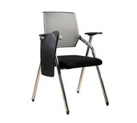 LEIYTFE Sillas De Formación con Mesa Plegable, Silla Apilable para Sala De Conferencias Respaldo De Malla Elástica, Sillas para Recepción Y Reuniones De Oficina(Light Grey,Without)