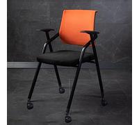LEIYTFE Sillas De Oficina De Malla con Soporte Lumbar Silla con Reposabrazos Ergonómica con Ruedas,Silla Comercial para Formación Cojín Transpirable Plegable(Orange,Without)