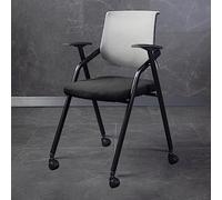 LEIYTFE Sillas De Oficina De Malla con Soporte Lumbar Silla con Reposabrazos Ergonómica con Ruedas,Silla Comercial para Formación Cojín Transpirable Plegable(Grigio,Without)