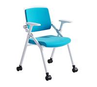 LEIYTFE Sillas De Oficina Ergonómicas, Silla De Formación con Ruedas, Cojín De Asiento Suave, Sillas Plegables para El Hogar, La Escuela Y La Sala De Espera, Apilables(Blauw,Without)