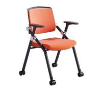LEIYTFE Sillas De Oficina Ergonómicas, Silla De Formación con Ruedas, Cojín De Asiento Suave, Sillas Plegables para El Hogar, La Escuela Y La Sala De Espera, Apilables(Orange,Without)