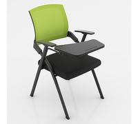LEIYTFE Sillas De Oficina Plegables con Escritorio Incorporado, Respaldo Y Reposabrazos Ergonómicos De Malla para Oficina, Reuniones, Conferencias,Silla Apilable para Recepción(Groen)