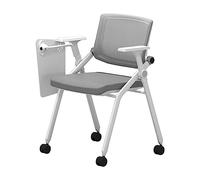 LEIYTFE Sillas Ergonómicas De Oficina Plegables Silla De Sala De Conferencias De Malla con Escritorio Incorporado, Sillones para Salas De Reuniones Comerciales Y Escuelas(/Gray,with Wheels)