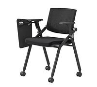 LEIYTFE Sillas Ergonómicas De Oficina Plegables Silla De Sala De Conferencias De Malla con Escritorio Incorporado, Sillones para Salas De Reuniones Comerciales Y Escuelas(Nero,with Wheels)