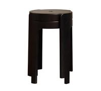 LEIYTFE Taburete Apilables De Madera para El Salón, Juego De 2 Taburetes Apilables para Comedor, Cocina Y Oficina,Taburetes De Escritorio Sin Respaldo,Taburete Retro para El Tocador(Nero)