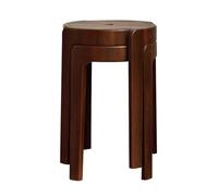 LEIYTFE Taburete Apilables De Madera para El Salón, Juego De 2 Taburetes Apilables para Comedor, Cocina Y Oficina,Taburetes De Escritorio Sin Respaldo,Taburete Retro para El Tocador(Walnut)