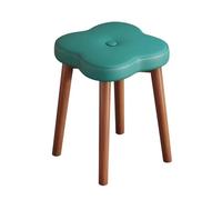 LEIYTFE Taburetes apilables sin Respaldo Taburete con Asiento Acolchado para el tocador del Dormitorio, Taburetes para Aula de 45 cm Taburete de Comedor de Madera Maciza(Green-Walnut)