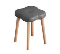 LEIYTFE Taburetes apilables sin Respaldo Taburete con Asiento Acolchado para el tocador del Dormitorio, Taburetes para Aula de 45 cm Taburete de Comedor de Madera Maciza(Grey-Natural)