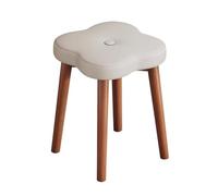 LEIYTFE Taburetes apilables sin Respaldo Taburete con Asiento Acolchado para el tocador del Dormitorio, Taburetes para Aula de 45 cm Taburete de Comedor de Madera Maciza(Beige-Walnut)