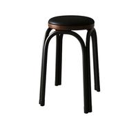 LEIYTFE Taburetes Modernos Sin Respaldo para Comedor Taburetes Redondos Apilables Y Portátiles, Sillas De Maquillaje con Cojín Mullido Taburete De Cocina, Apilables para Ahorrar Espacio(Nero)