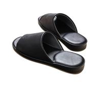 LEIYTFE Zapatilla De Piel De Vaca para Hombre Y Mujer,Diseño De Talón De Masaje Zapatillas De Casa con Puntera Abierta,con Suela Oxford,Confort Unisex Slipper(Nero,EUR39-40)