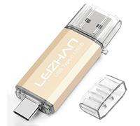LEIZHAN Memoria USB Tipo C 128GB,Flash Drive USB 3.0 OTG Oro para Samsung S9,Huawei,Portátil,Teléfono y Otras Dispositivos USB o Tipo C-Dorado