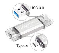 LEIZHAN Memoria USB Tipo C 128GB,Flash Drive USB 3.0 OTG para Samsung S9,Huawei,Portátil,Teléfono y Otras Dispositivos USB o Tipo C-Plata