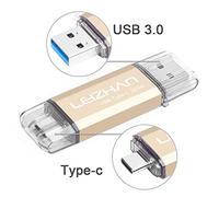 LEIZHAN Memoria USB Tipo C 32GB,Flash Drive USB 3.0 OTG para Samsung S9,Huawei,Portátil,Teléfono y Otras Dispositivos USB o Tipo C-Dorado
