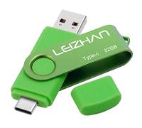 LEIZHAN Memorias USB 3.0 32GB Tipo C Pendrive Flash Drive para Samsung Huawei Tipo-C Dispositivos Android/PC-Verde