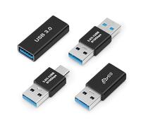 leizhan USB 3.0 Adaptador Kit (4 Pack), USB-A a USB-C, USB-A a USB-A,USB Cable Adaptador Cable de Extensión, Compatible con MacBook, Smartphone, Tablet, PC etc.- Negro