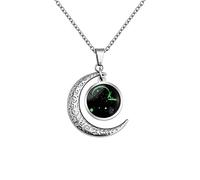 LEJAHAO Constelaciones Collar León Los Signos Del Zodiaco con Colgante Luna Horoscopo Personalizado Largos Gargantilla Cadenas Moon Necklace Joyas Acero Inoxidable por Hombres Mujeres Chico Niña